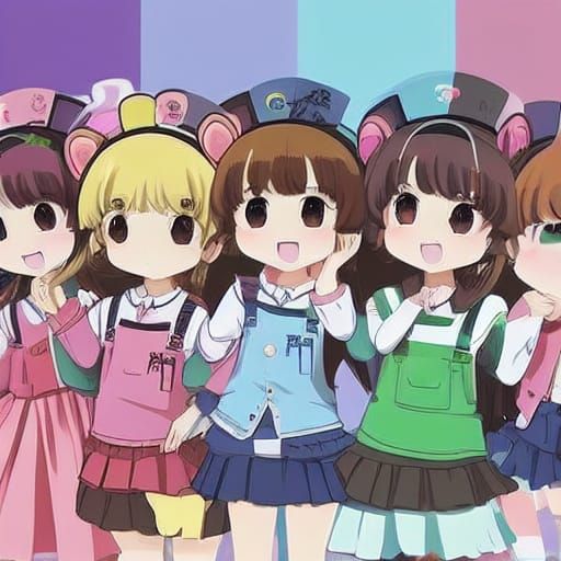 Kawaii Anime Girls Playing Music in School