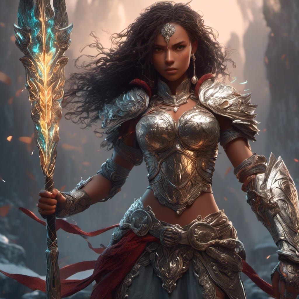 Warrior Girl Ready for Combat in 8K