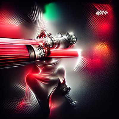 Striking Red Lightsaber in Maximalist Style