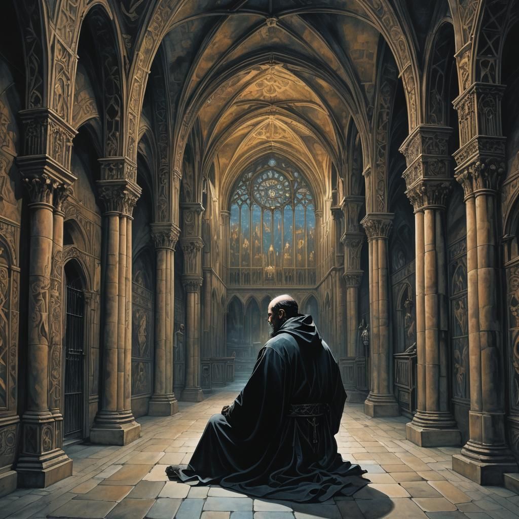 Cathedral Tattoos on Prisoner Back in 8k Unreal Engine