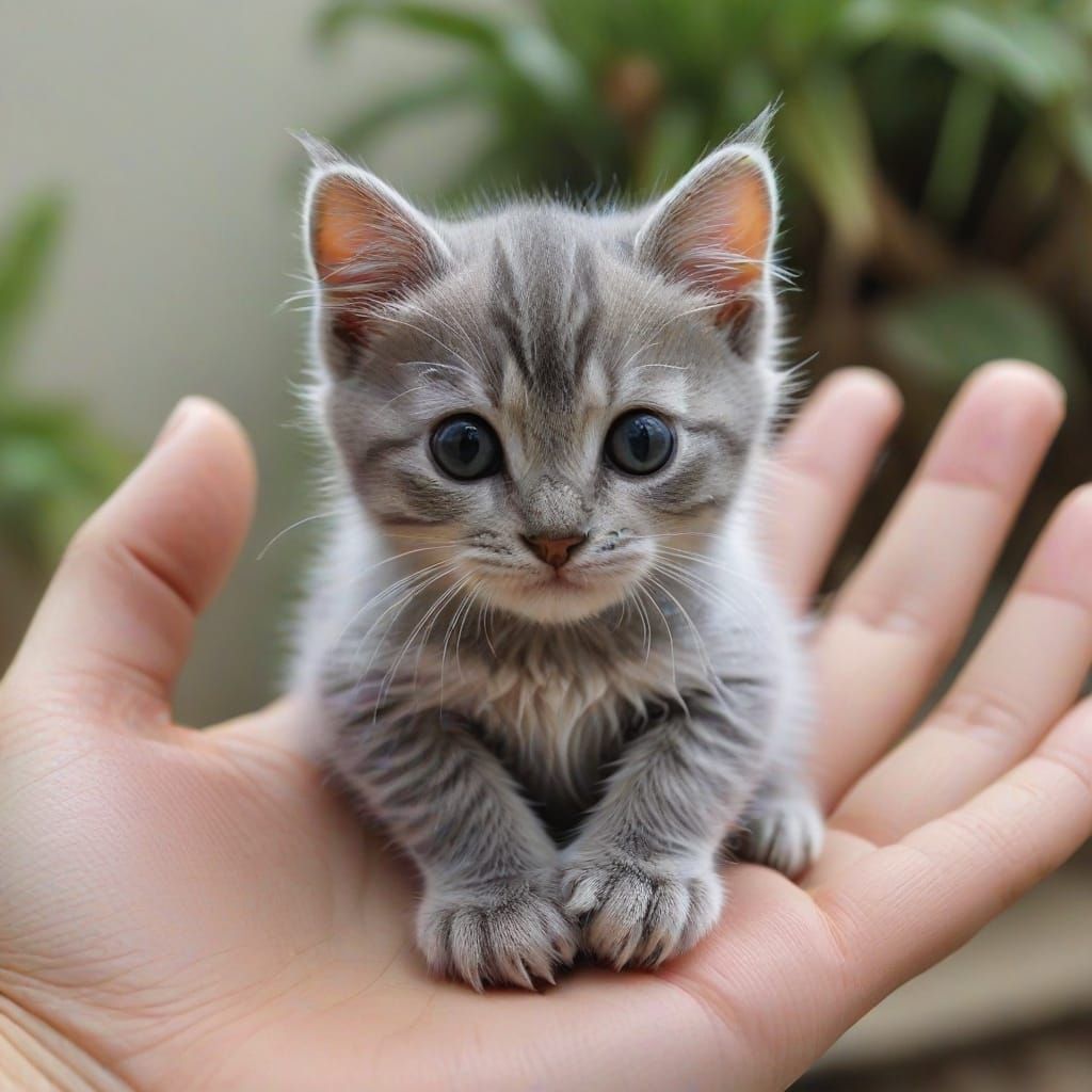 Tiny Cat in Palm of Hand