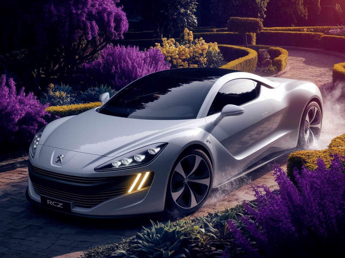 Sleek Futuristic Peugeot RCZ Concept Drifts Through Lush Gar...