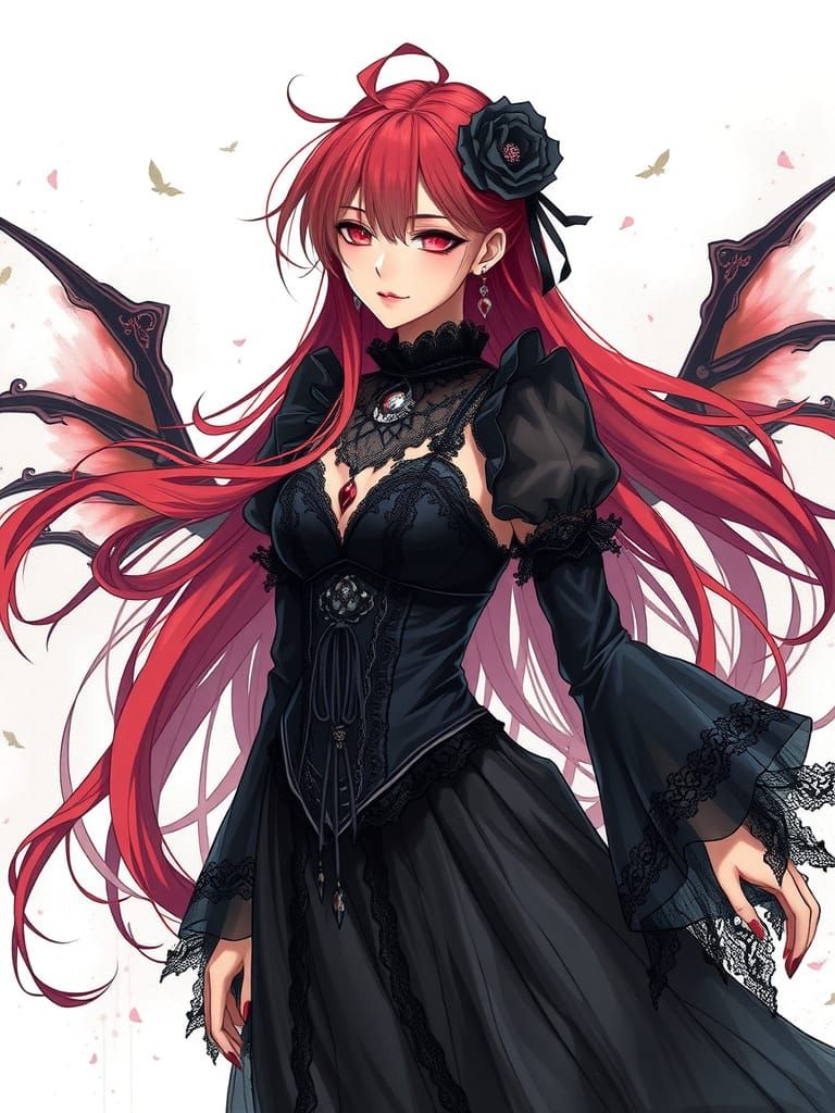 Mystical Anime Sorceress in Gothic Attire
