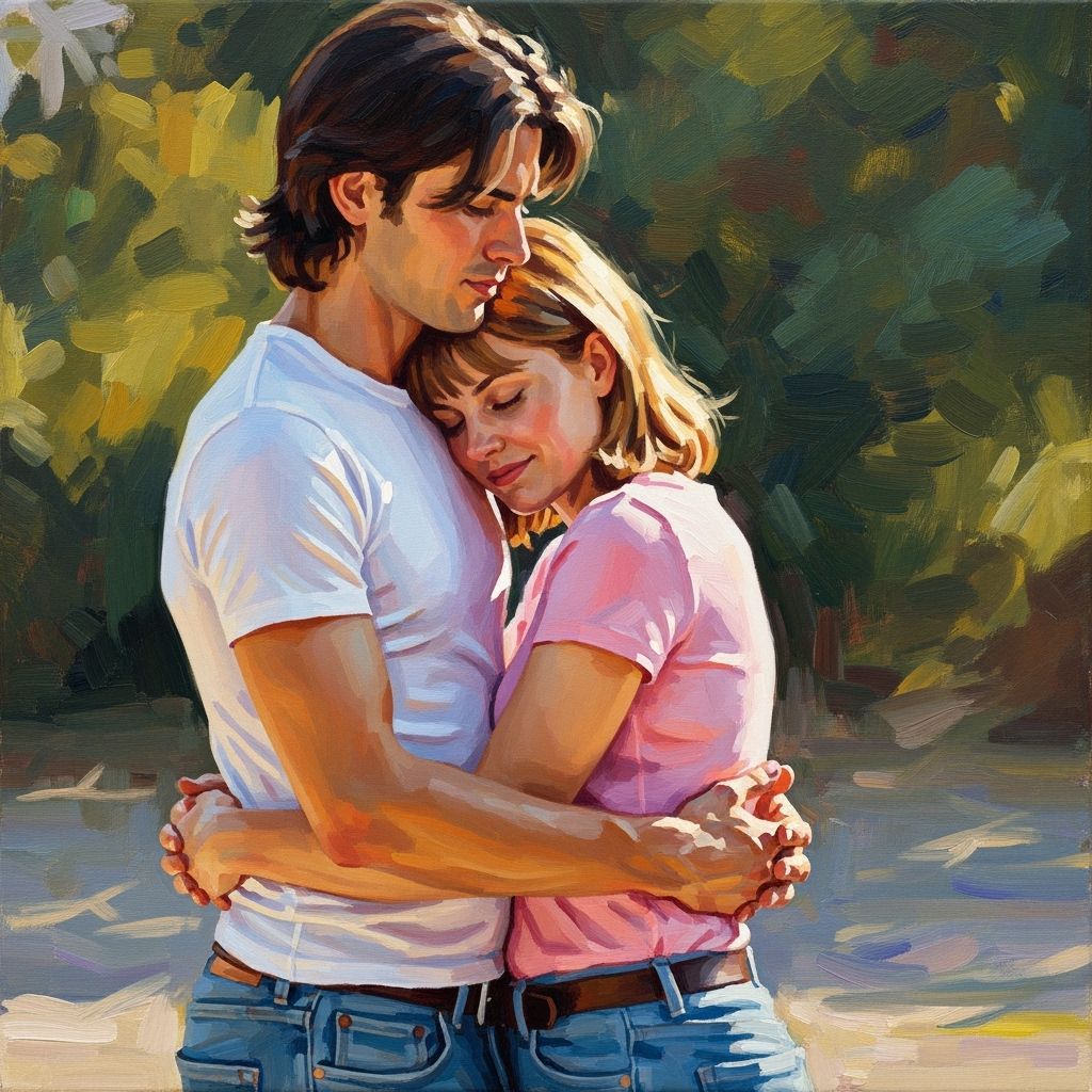 Romantic Embrace in Impressionistic Style