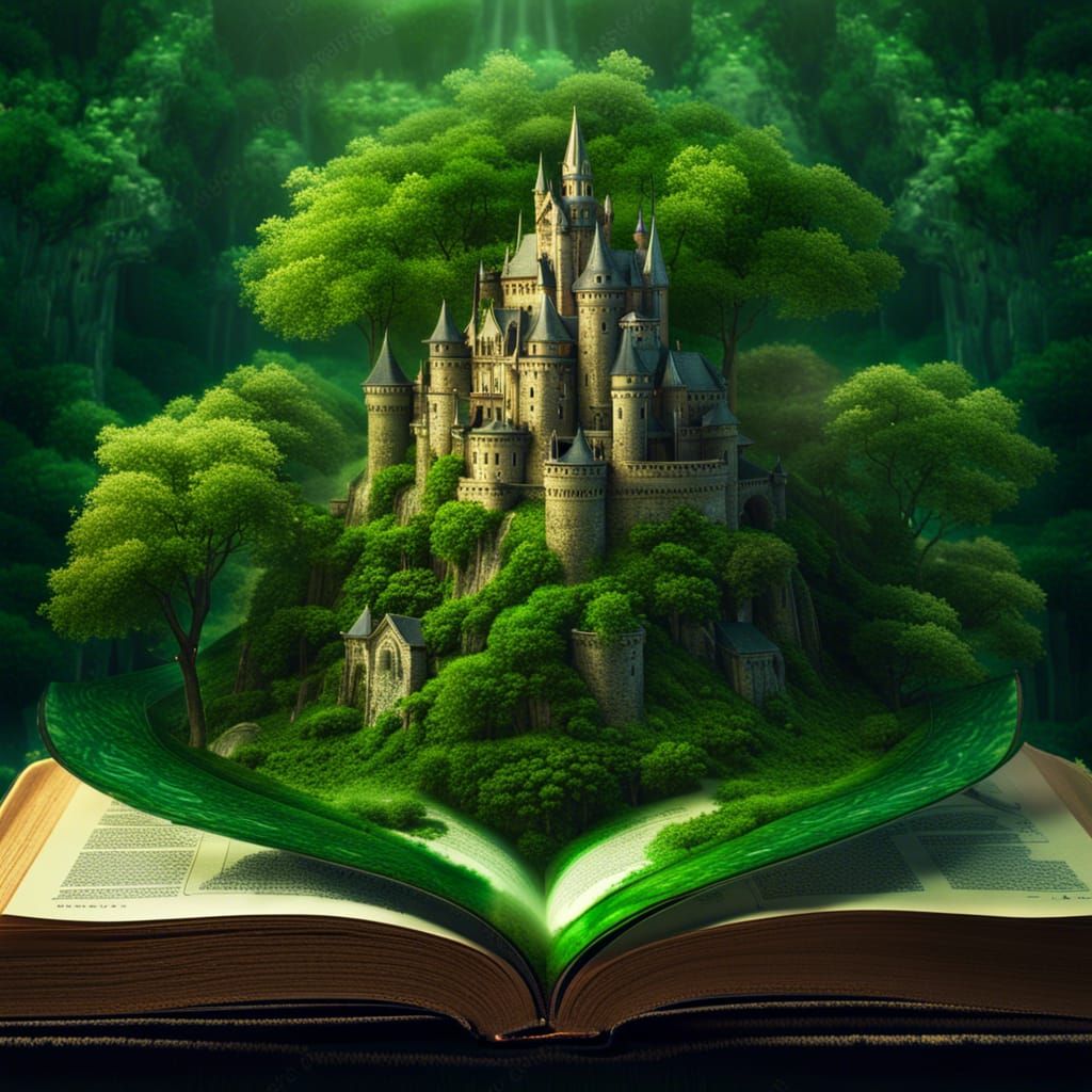 Ethereal Castle Emerging from Story Book, Fantasy Art