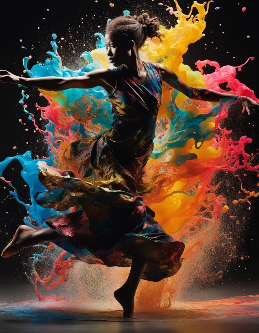 Ethereal Dance in Neon: A Dynamic Portrait in Expressionist ...