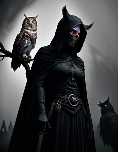 Dark Fantasy: Mother, Owl, and Celtic Grim Reaper
