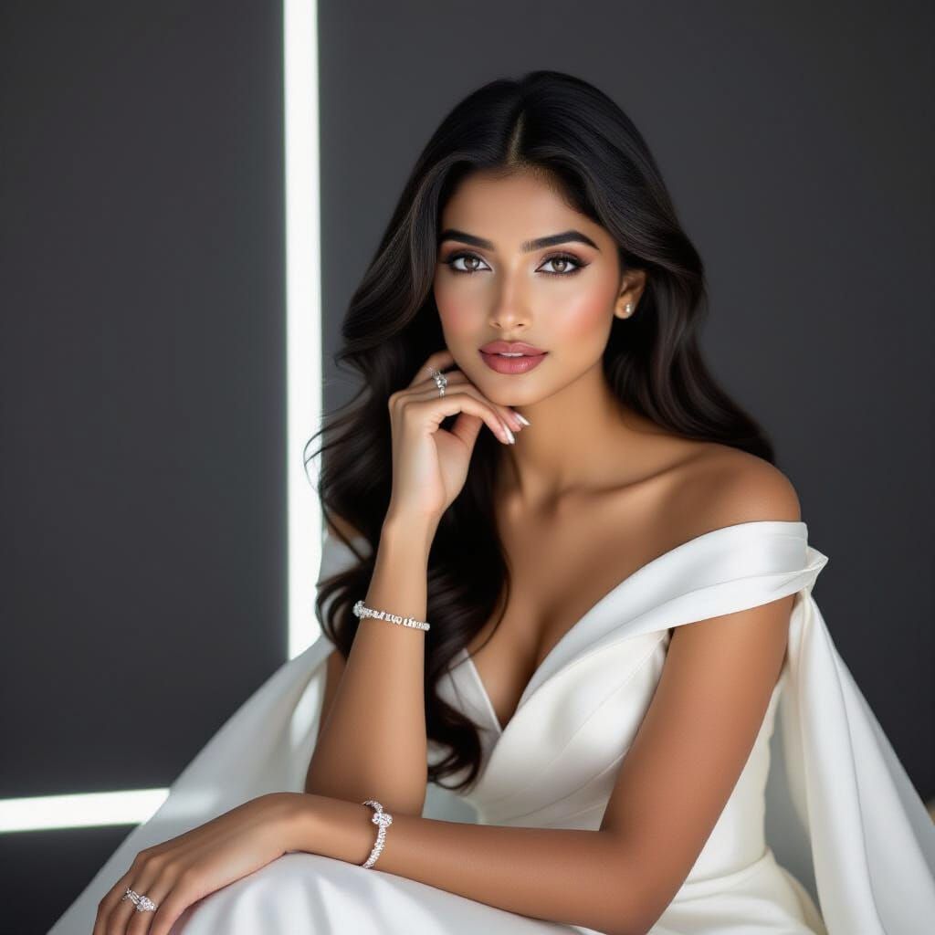 Elegant Indian Woman in Studio Portrait