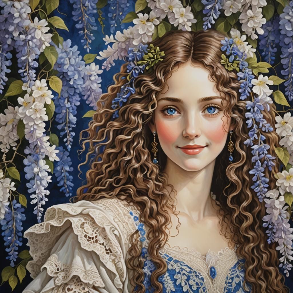 Renaissance Lady with Crocheted Wisteria Lace