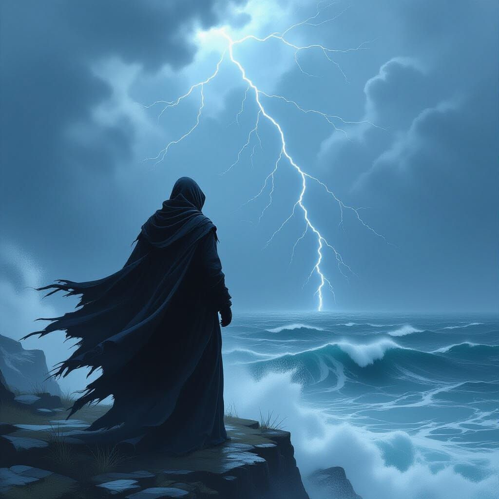 Observando el mar embrabecido