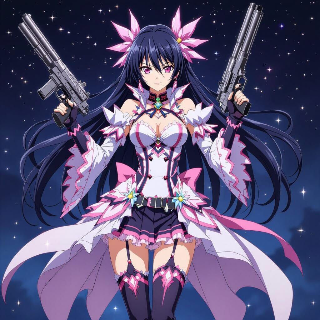 Tokisaki Kurumi With Weapons In Anime Style