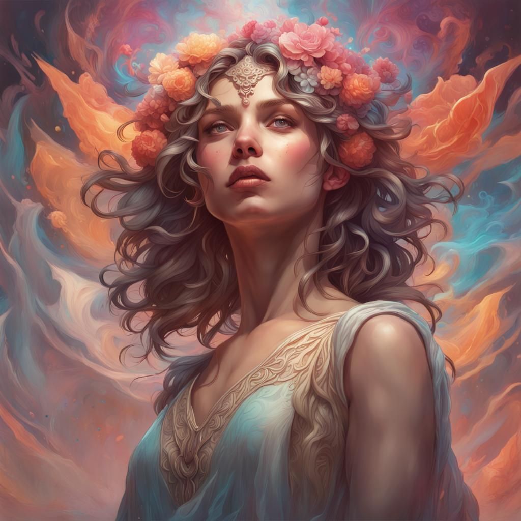 Lucid Dream Portrait in Art Nouveau Style