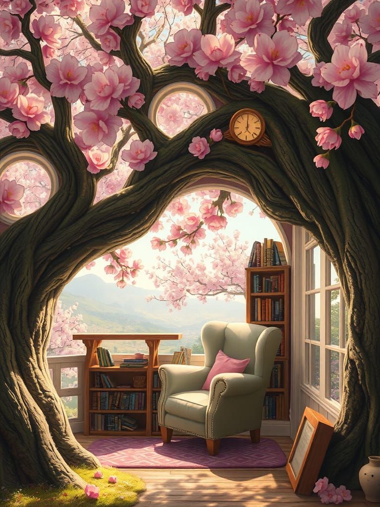 Whimsical Treehouse in Giant Sakura Tree