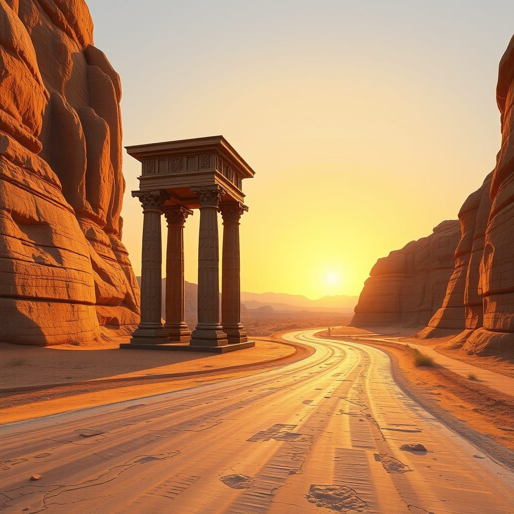 Ancient Desert Sentinel in Surreal, Architectural Style