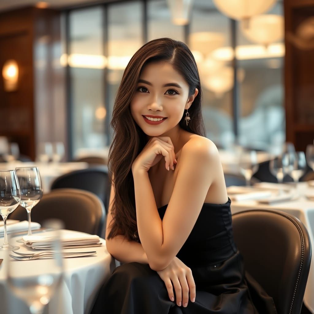 Portrait of a Beautiful Girl in Evening Gown