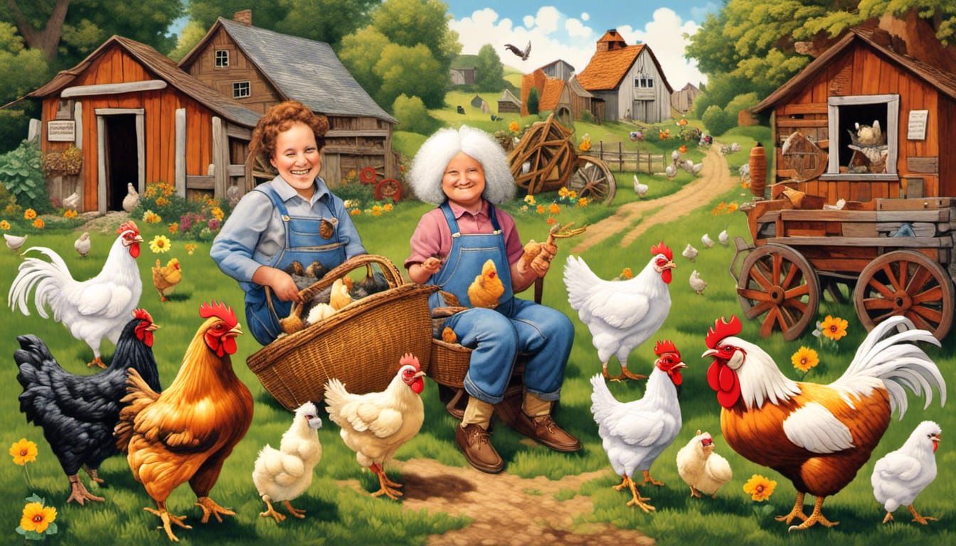 Festive Chicken Celebration in Watercolor Style