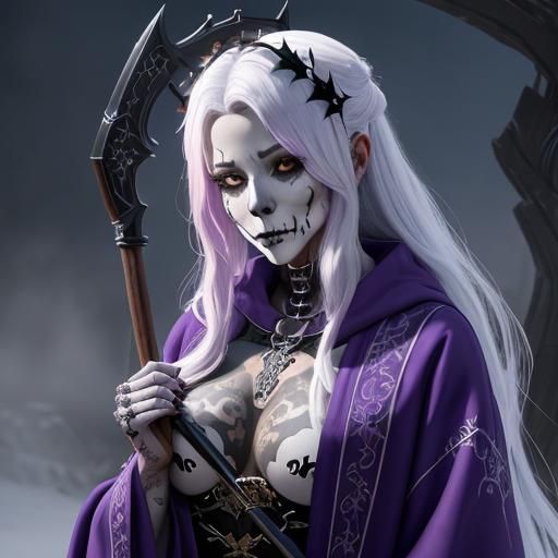 Woman with Skeleton Tattoo in Christmas Fantasy Art