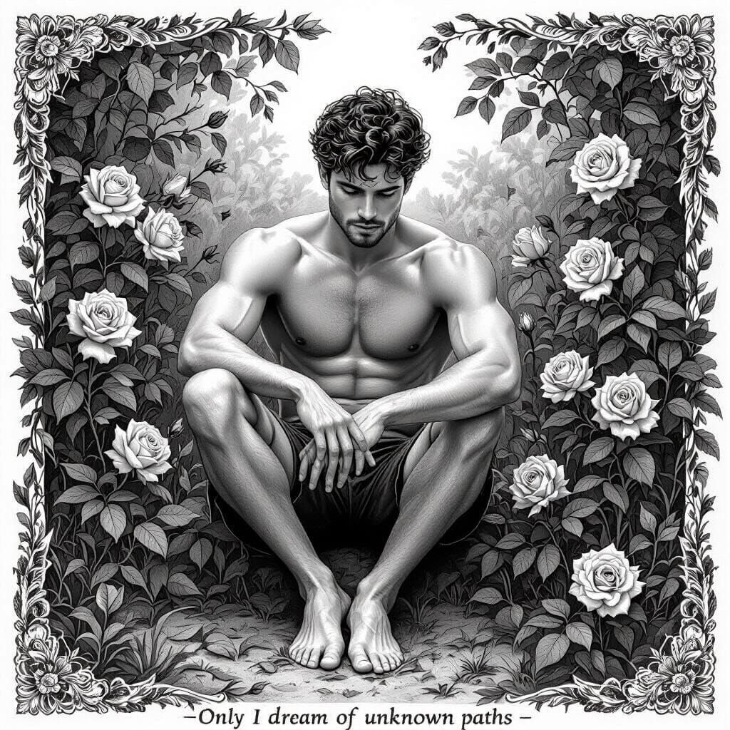 Black and White Drawing of Shirtless Gay Males