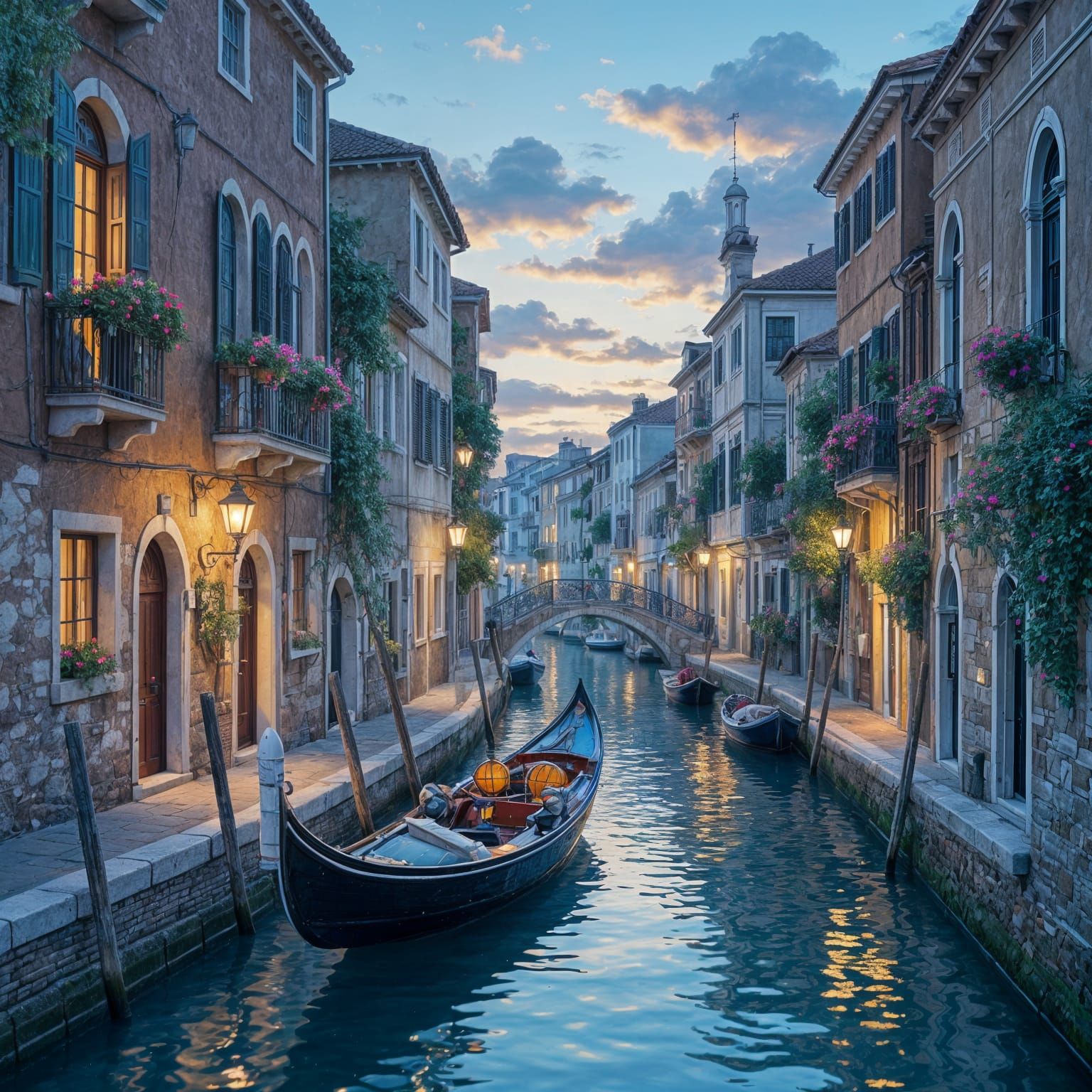 Enchanting Twilight Alleyway in Bustling Port City