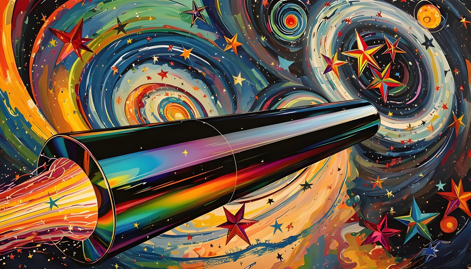 Rainbow Enamel Cylinder with Cosmic Vortex