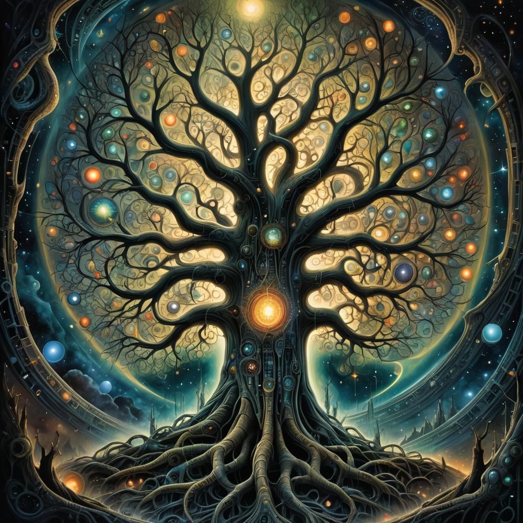 Cosmic Tree of Knowledge in Biomechanical Style
