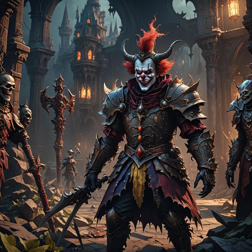 Shadow Demon Clown Knight in Detailed Matte Painting