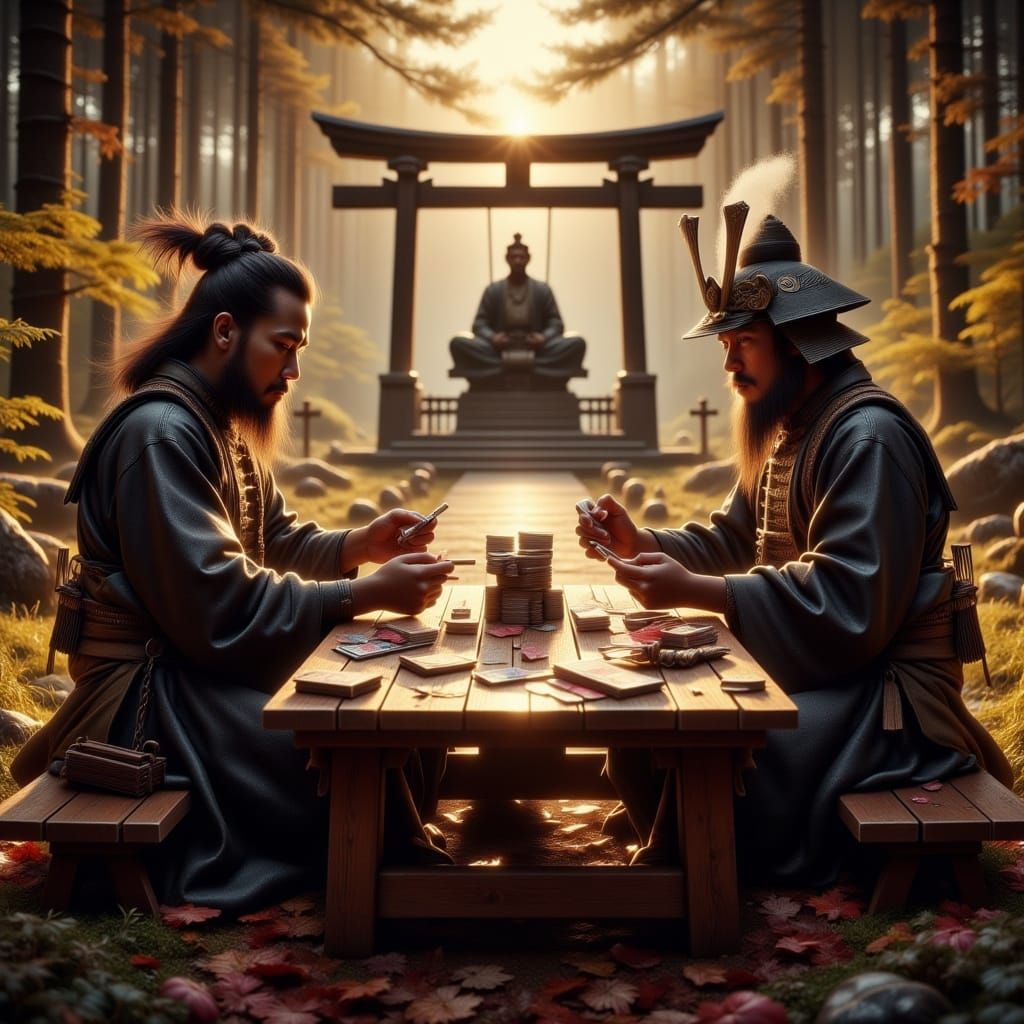 Samurai Meets Modern Soldier at Japanese Shrine