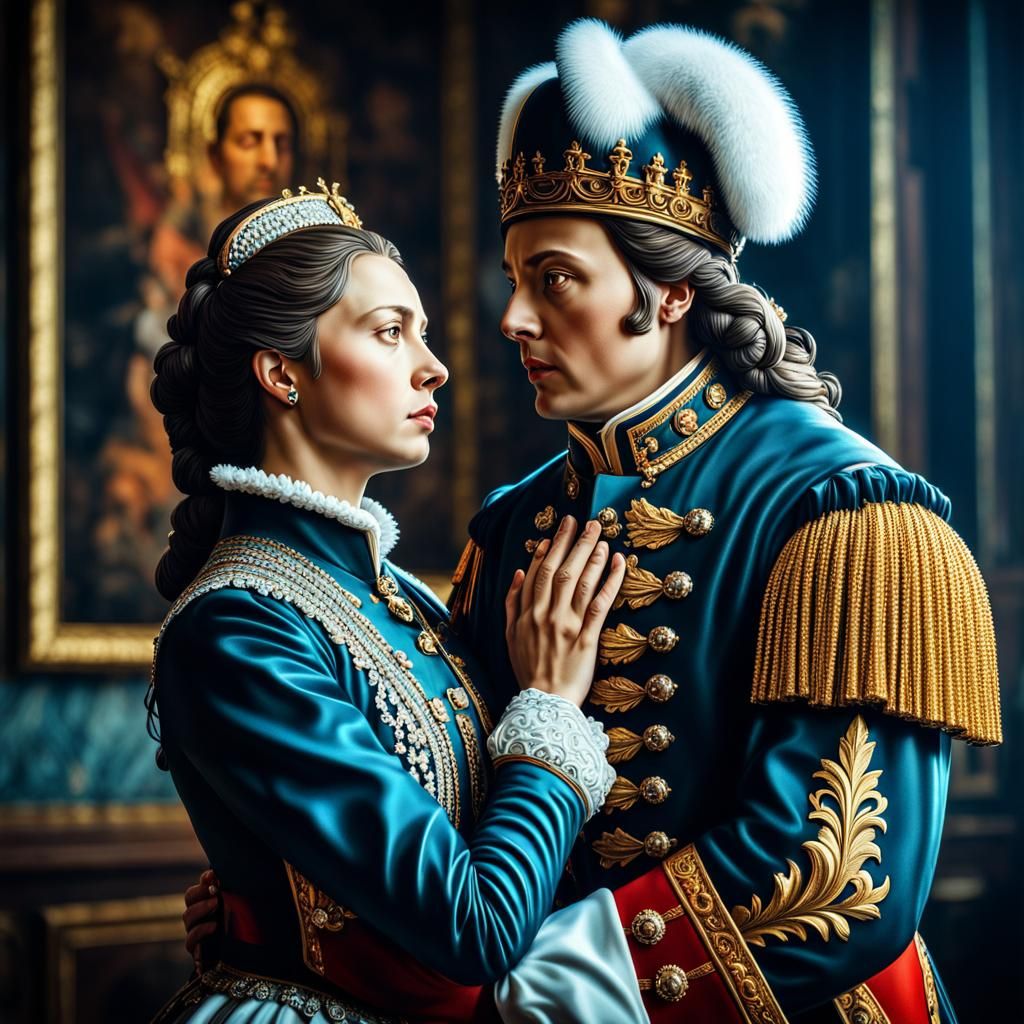 Peter the Great's Tender Embrace: Hyperrealistic Capture