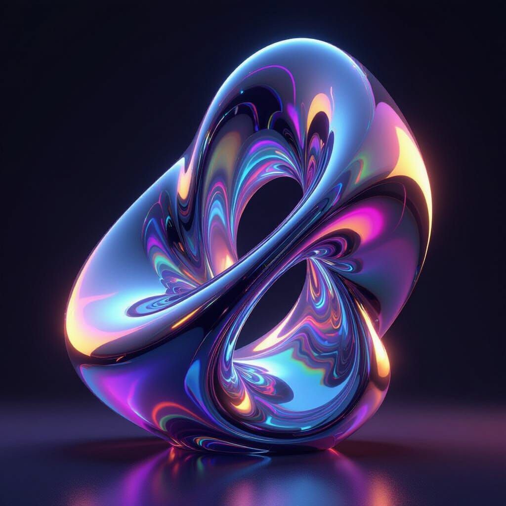 Holographic Liquid Metal Sculpture with Shifting Colors