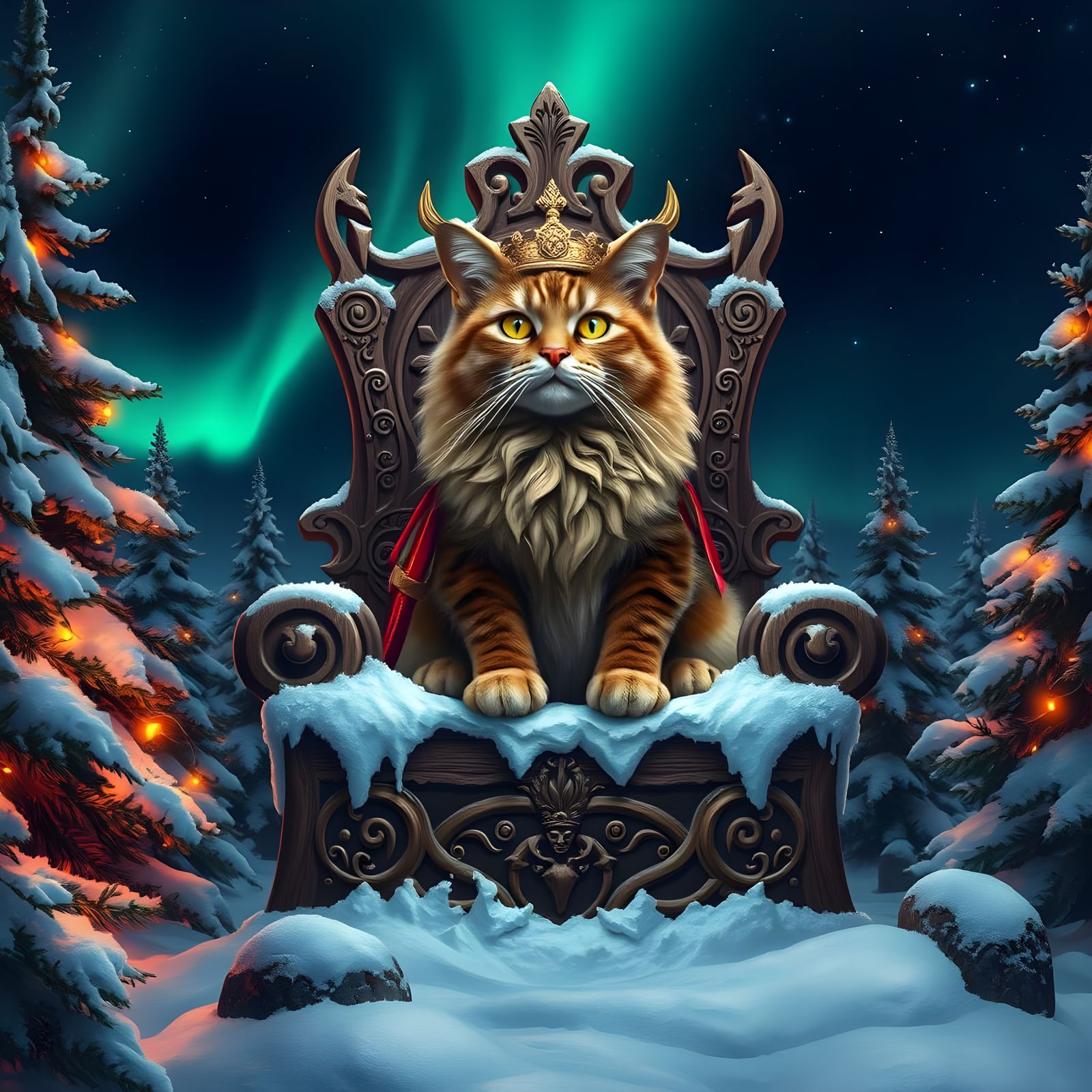 Viking Christmas Kitty in Winter Wonderland