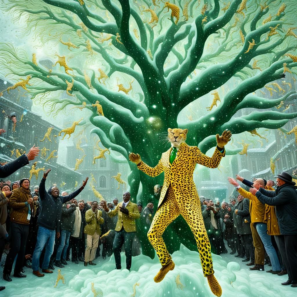 Surreal Leopard Men in Dreamscape Time