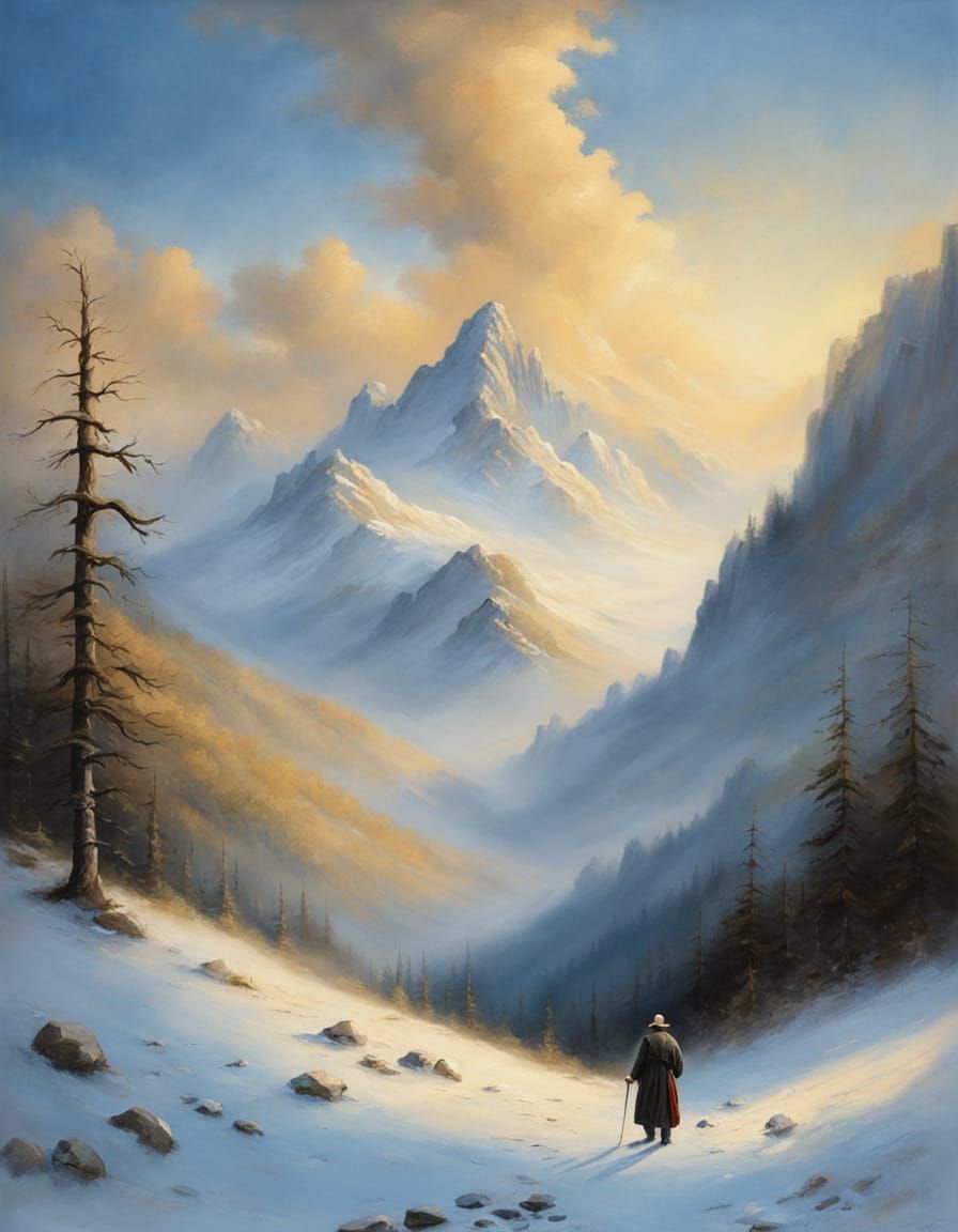 Majestic Mountain Vista in Romantic Style