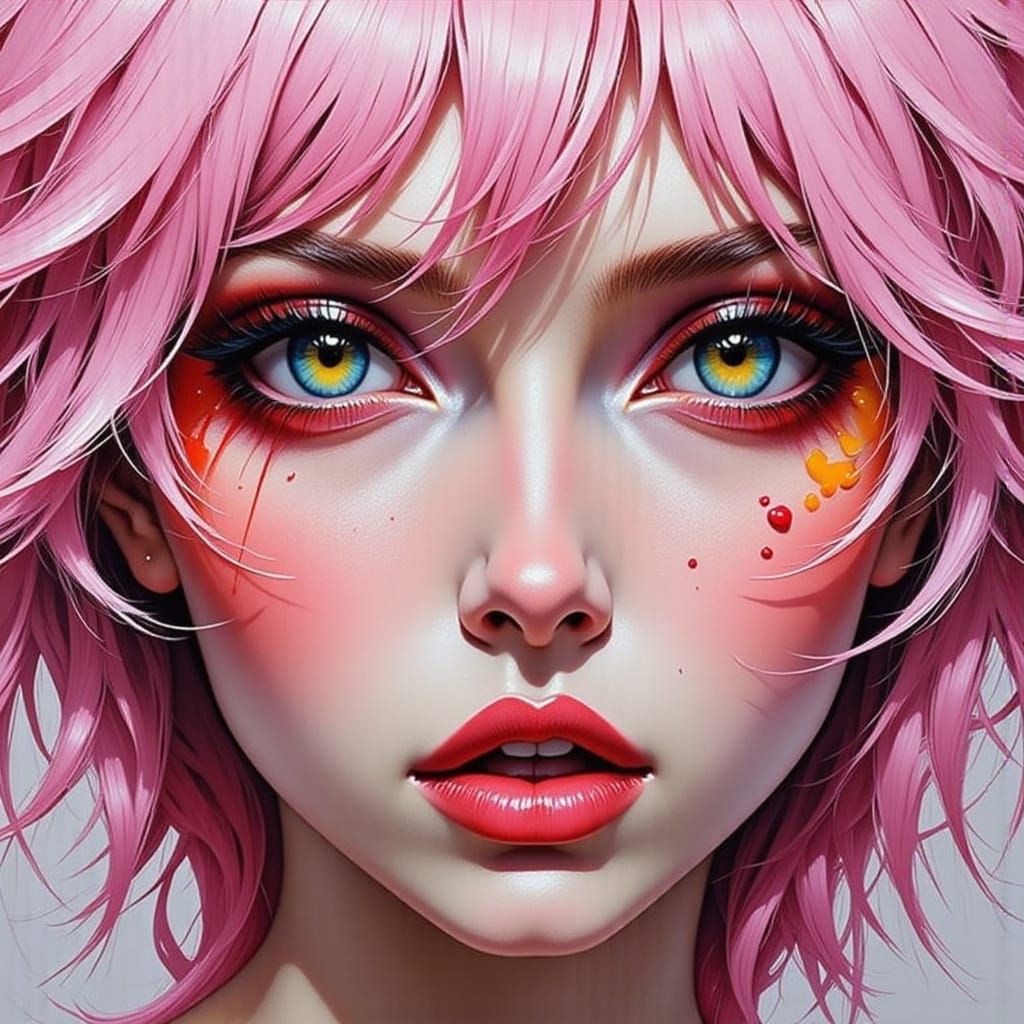 Vibrant Impasto Rose in Extreme Closeup