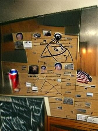 Conspiracy Theory Corkboard with Photos and String
