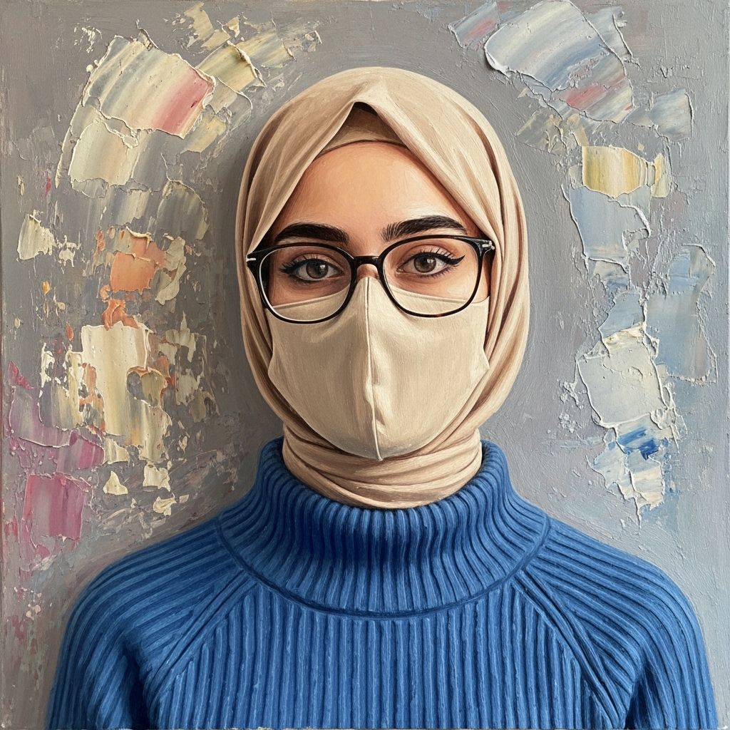 Post-Impressionist Hijabi Woman Portrait