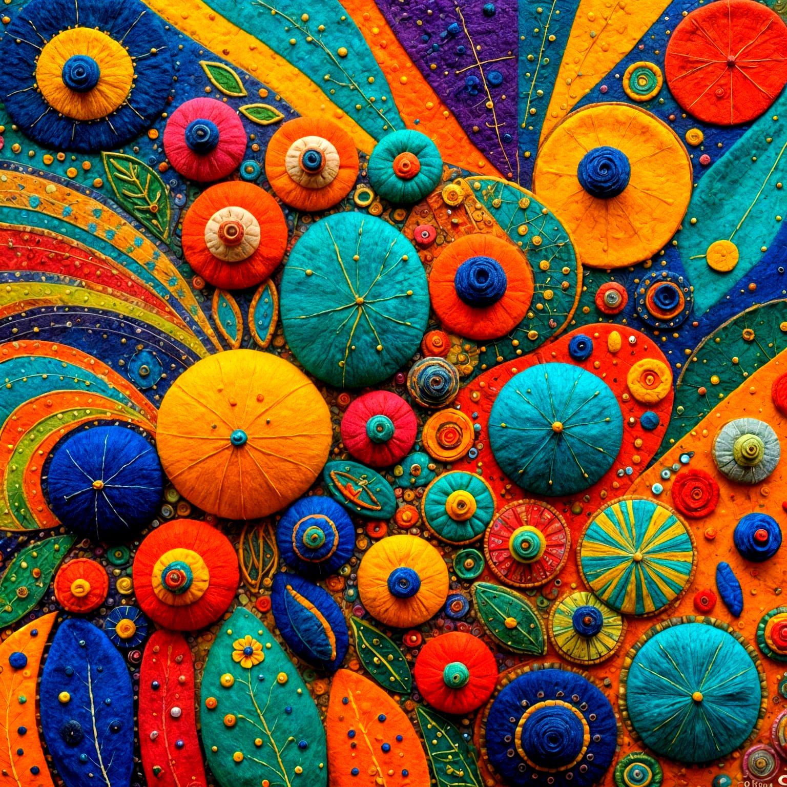 Whimsical Folk Art in Vibrant Colors