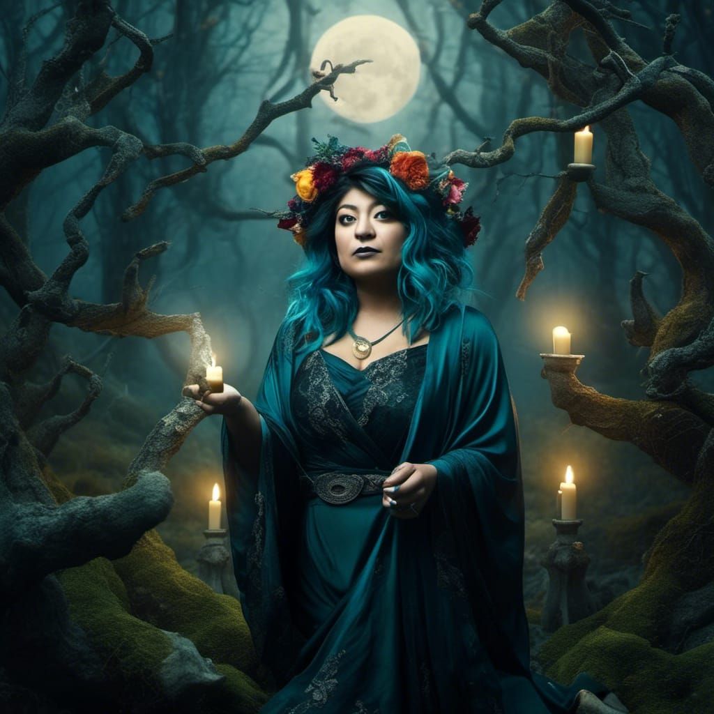 Enchanted Forest Witch with Magic Wand