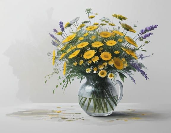 Whimsical Floral Tapestry in Expressive Ink