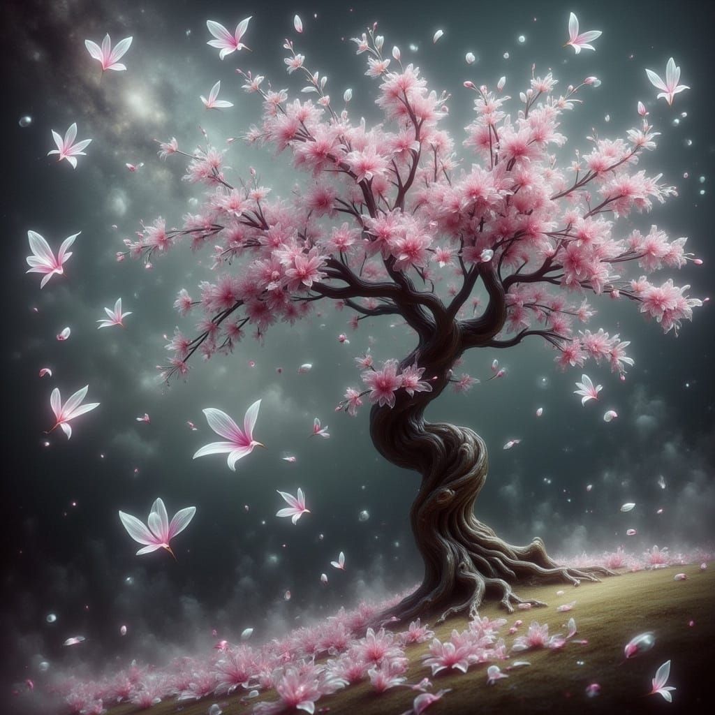 Cosmic Cherry Blossom Tree in Dreamy Bloom