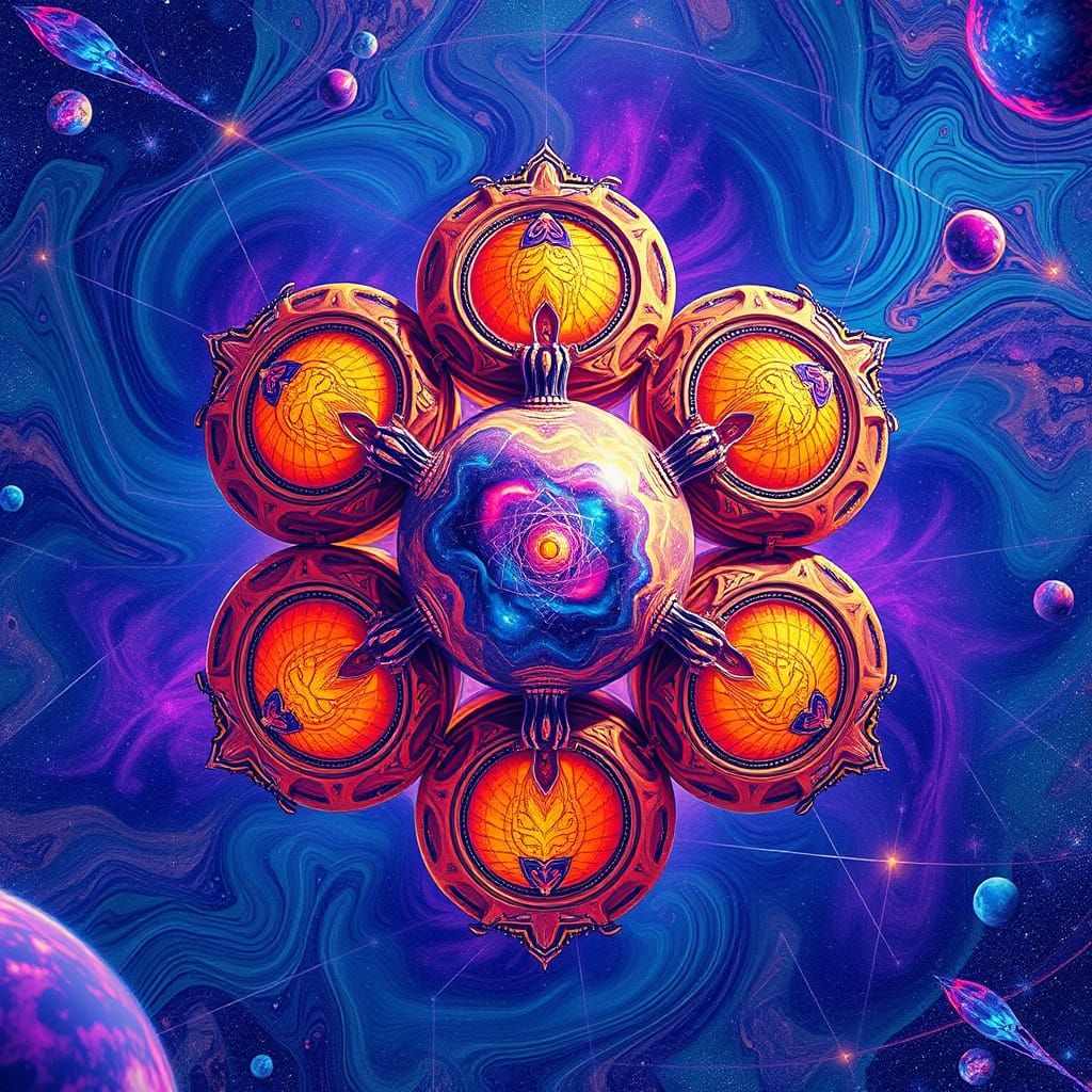 Intricate 3D Mobius Strip with Cosmic Patterns