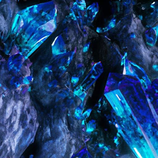 Hyperrealistic Crystal Cave with Glittering Blue Walls