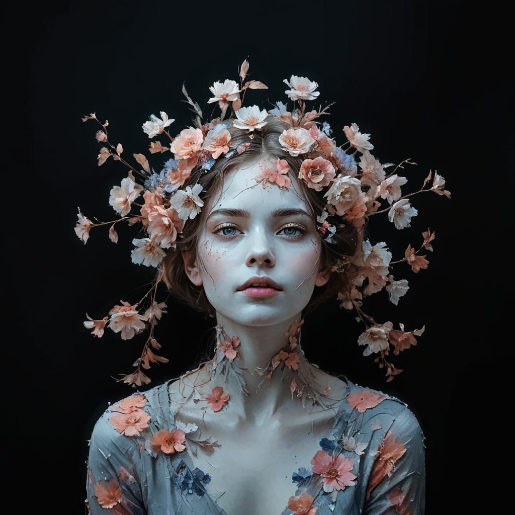 Elegant Girl Portrait in Pastel Watercolor Style