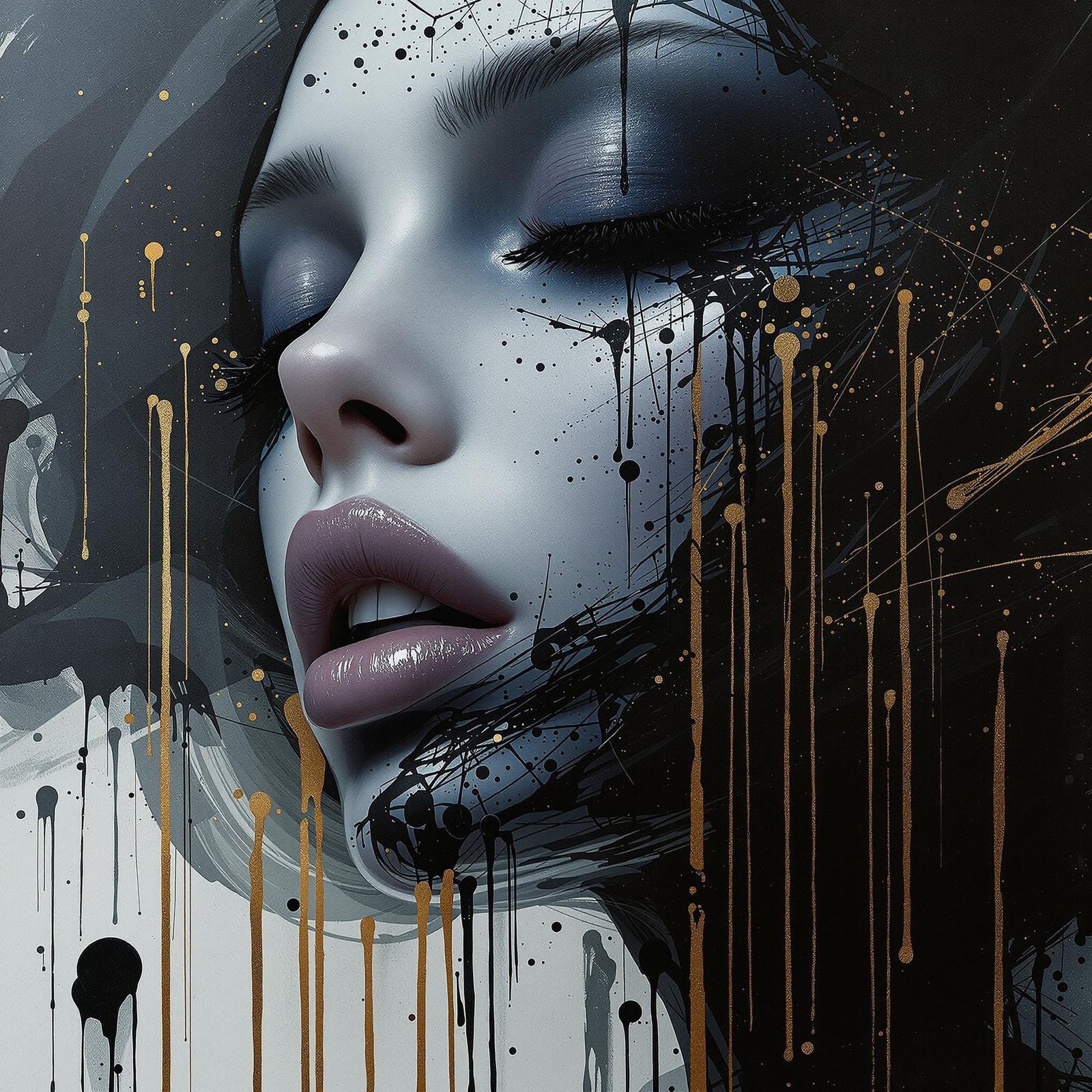 Biomechanical Goddess with Mystical Aura in Dark, Ethereal B...