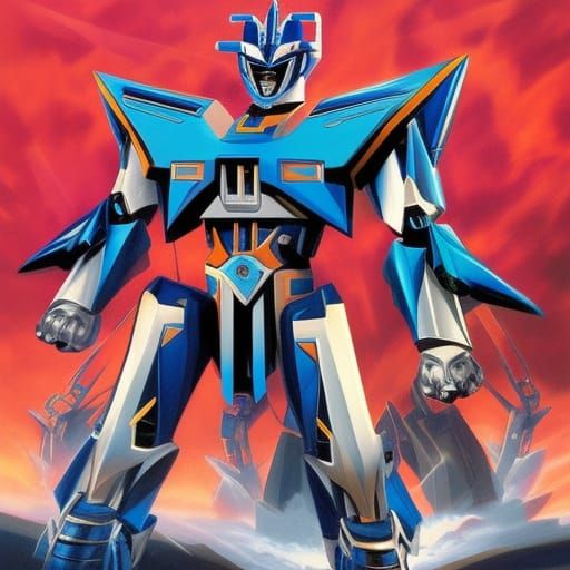 Power Rangers Megazord in Comic Book Art Style