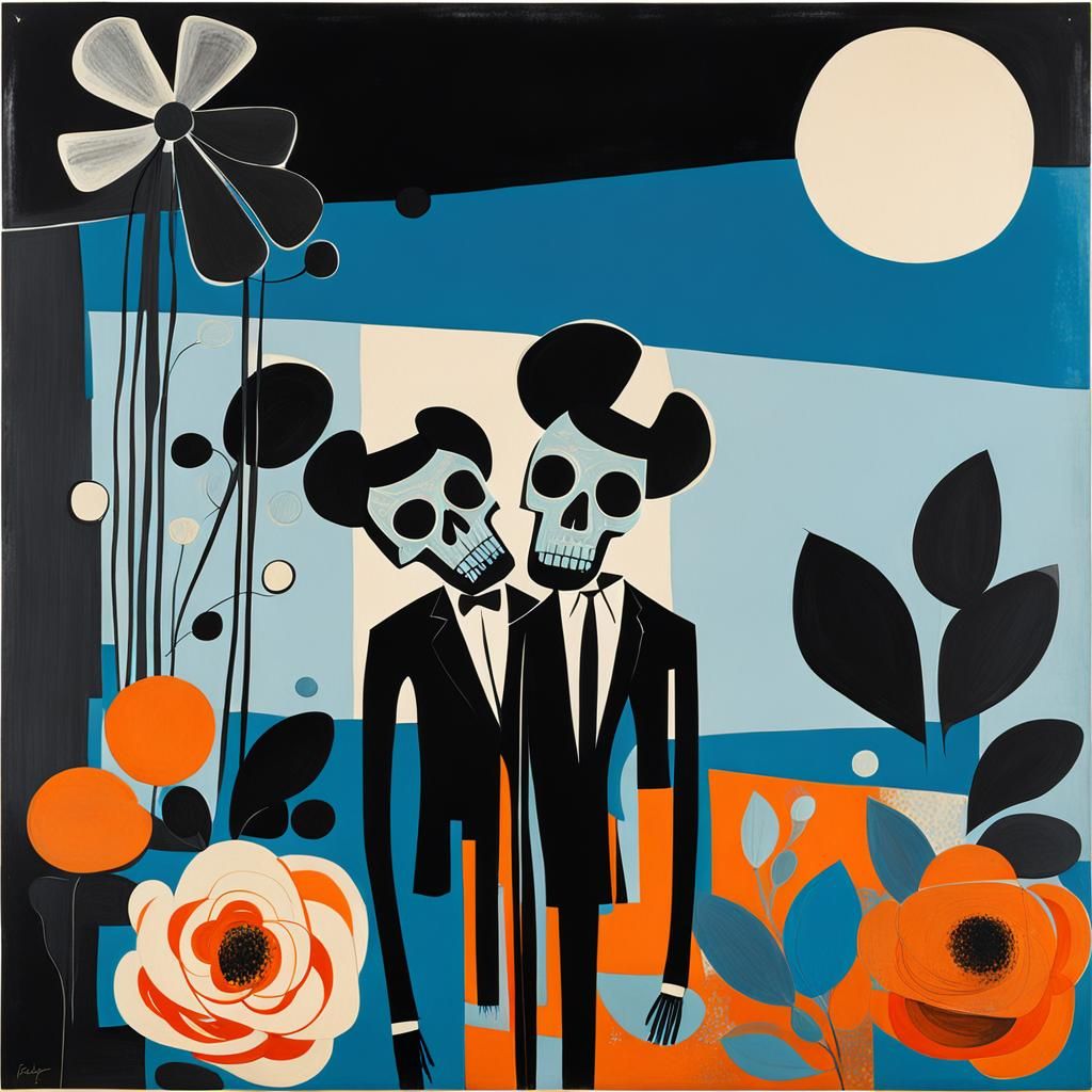 Abstract Skeletons in Suits: Mid-Century Modern Style