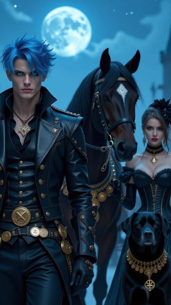 Gothic Castle Parade Under a Blue Moon