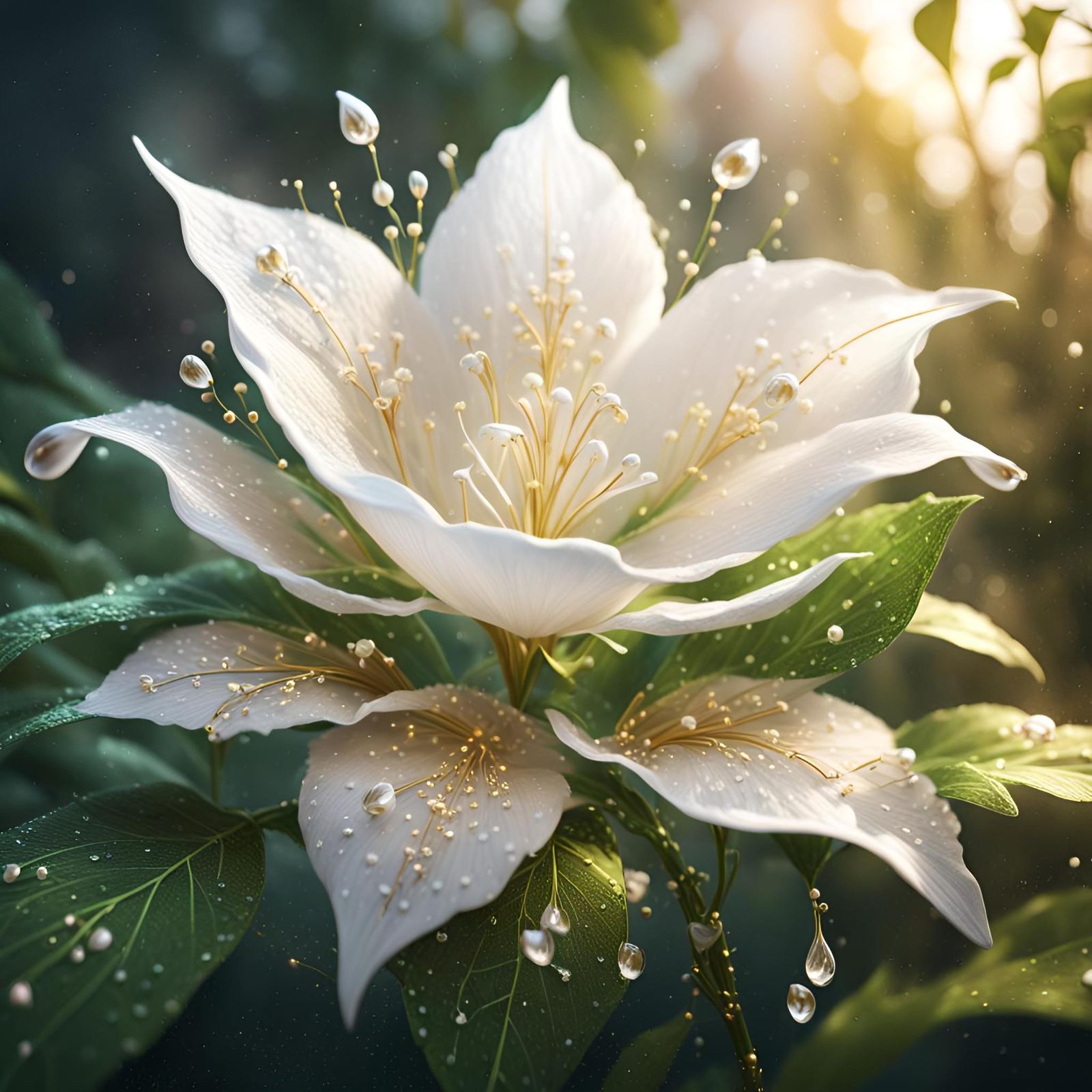 Tender White Flower in Golden Morning Light