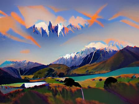 Southern Alps, New Zealand: Watercolor Digital Illustration