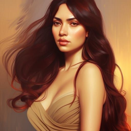 Beautiful Hispanic Woman Portrait in Hyperdetailed Digital A...