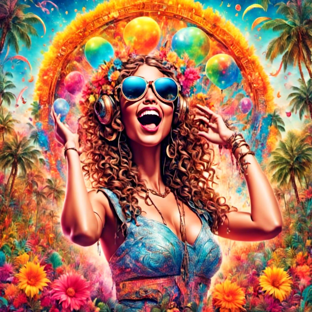 Summer of Love Dance Party Poster in Candy Art Style